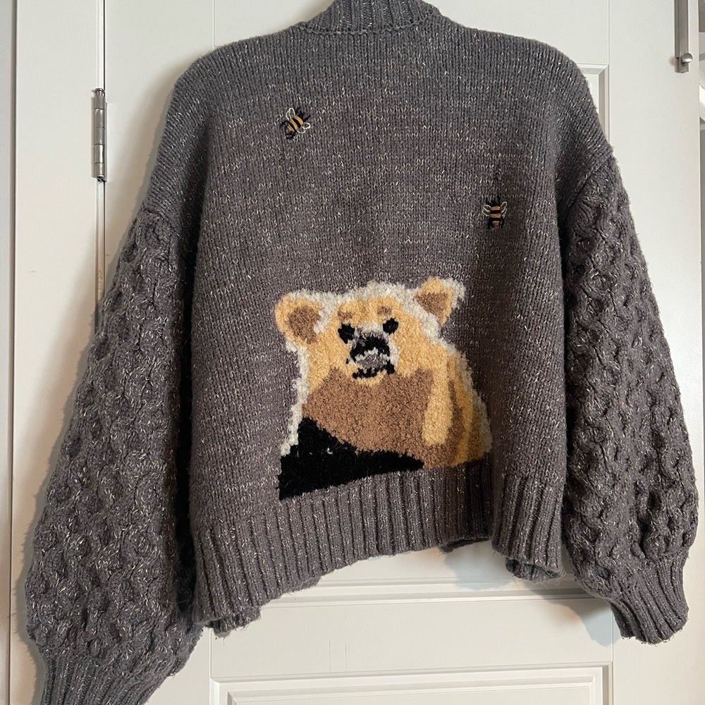 Anthropologie Pilcro Bear Cardigan Sweater Free People 1X Large Knit - Picture 4 of 5